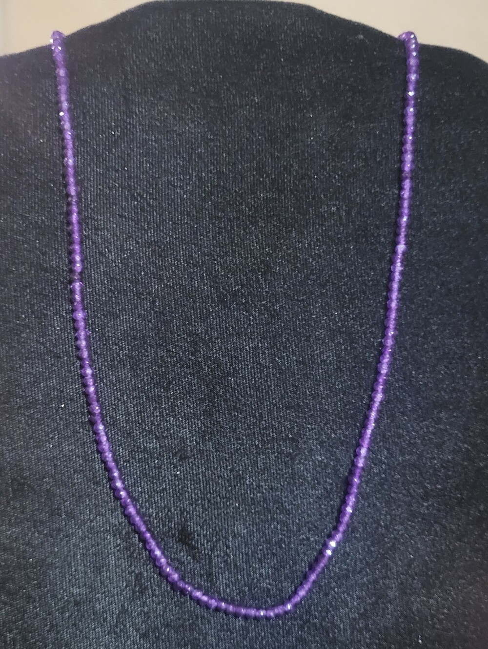 Natural Purple Amethyst Faceted Rondelle Beaded Necklace 925 Sterling Silver